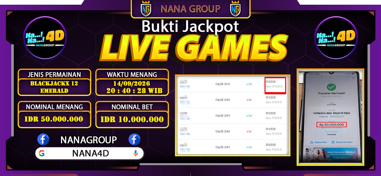 Bukti Kemenangan Besar Dibayar lunas Member NANA4D RP 8.000.000, 14 September 2026